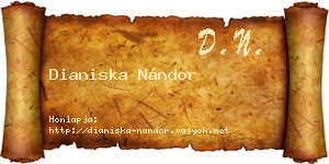 Dianiska Nándor névjegykártya